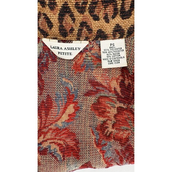 Vintage 90s Laura Ashley Floral Leopard Tapestry Jacket Size Petite SMALL - Picture 3 of 9